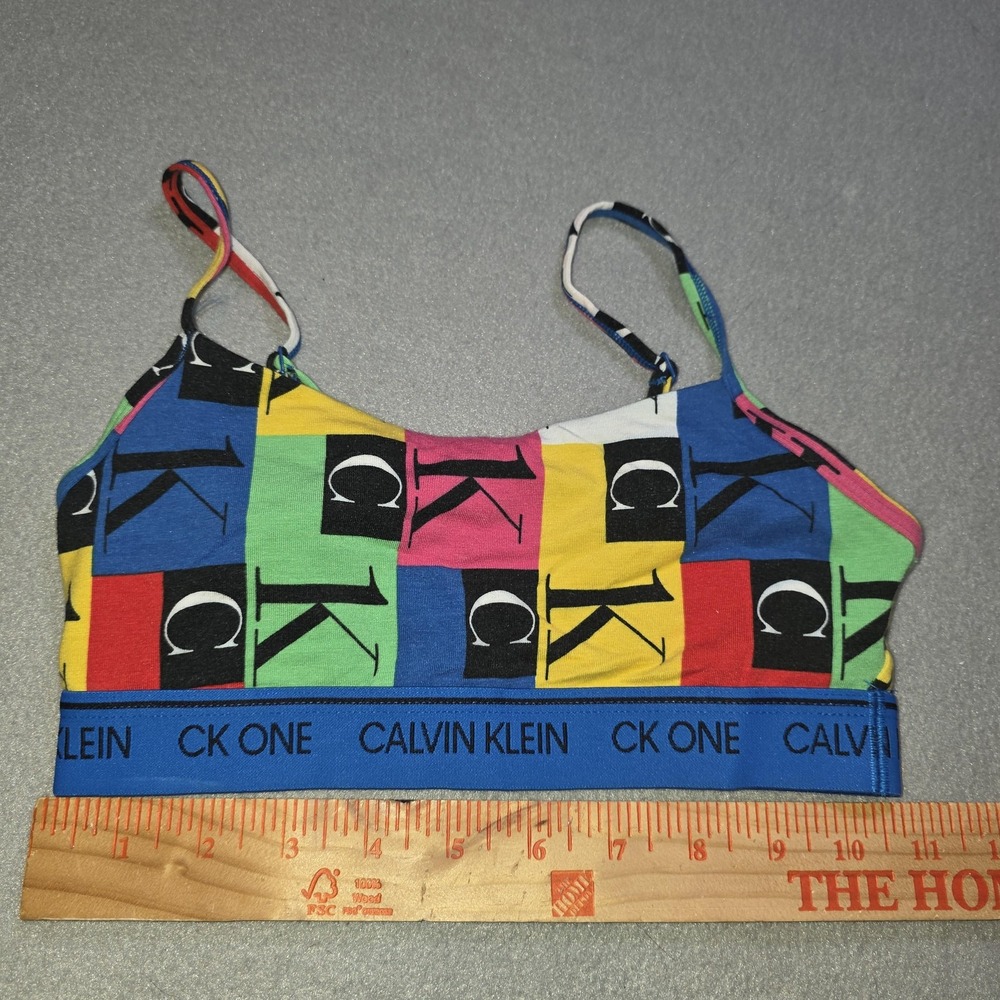 Calvin Klein CK One Bralette XS Multicolor Logo Colorblock‎ Strappy QF5727